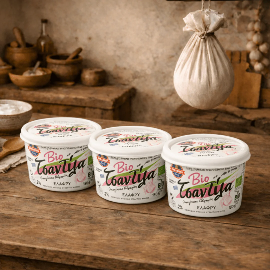 Organic Authentic Greek Cow Yogurt “Tsantilas” 2% – Ultra Creamy, Hand-Strained Traditional Style (3x180g)
