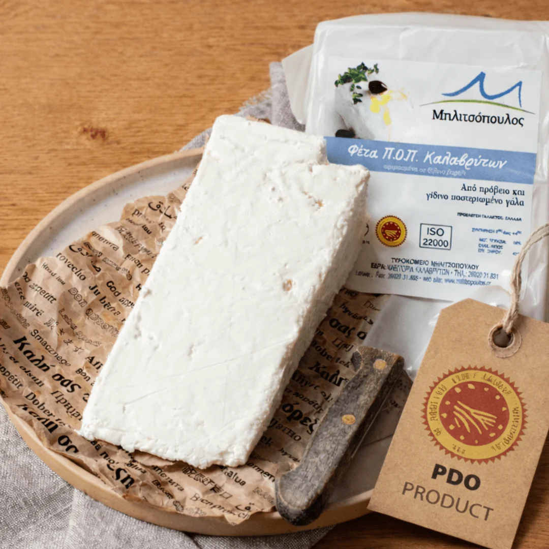 Feta PDO “Kalavryta Mountain Reserve” – Premium Oak Barrel-Aged Greek Cheese | Peloponnese (≈600g)