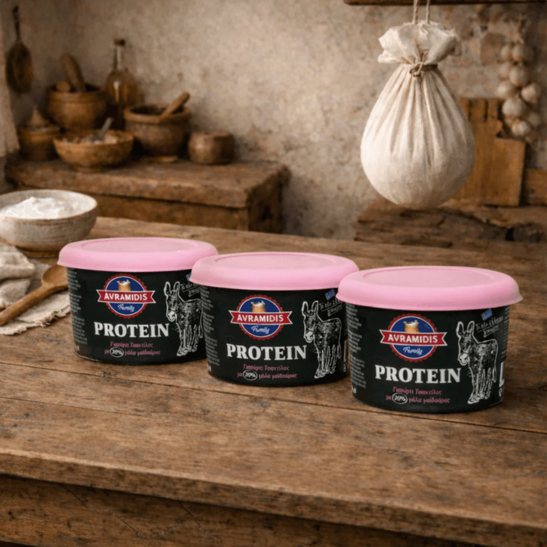 Greek Protein “Tsantilas” Yogurt with 20% Organic Donkey Milk – Naturally Strained, High Protein, Ultra Creamy (3x180g)