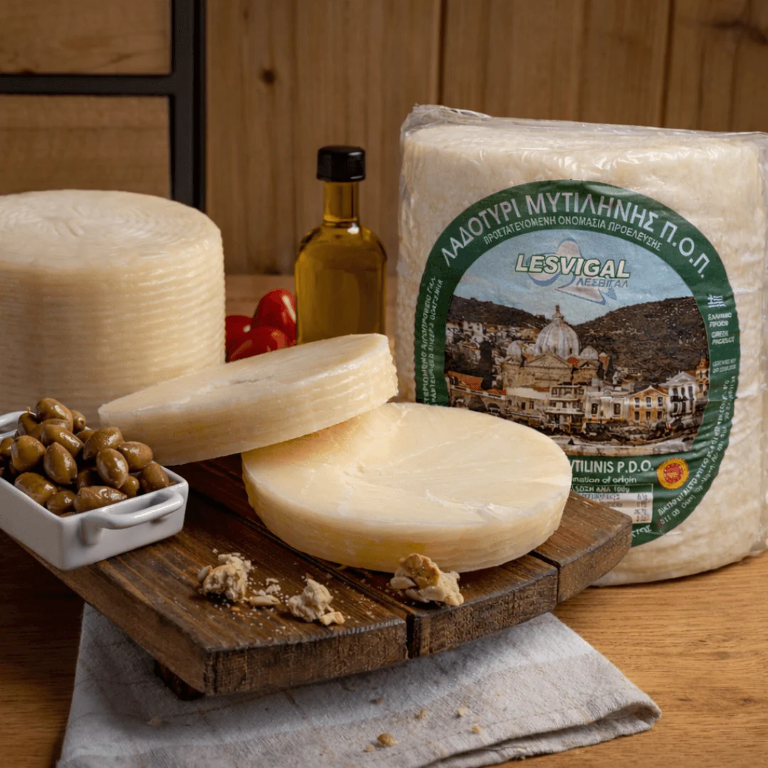 Ladotyri Mytilinis PDO - Traditional Olive Oil-Matured Greek Cheese (Whole Wheel, approx. 1.2kg)