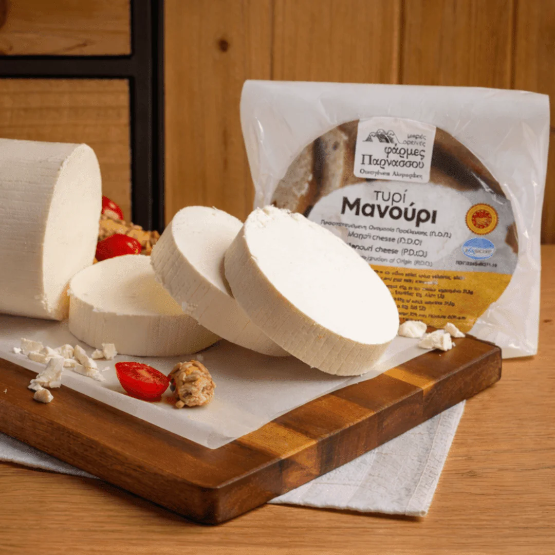 Manouri PDO from Mount Parnassos – Fresh & Creamy Greek Cheese for Salads, Desserts and Sweet Bowls (200g)