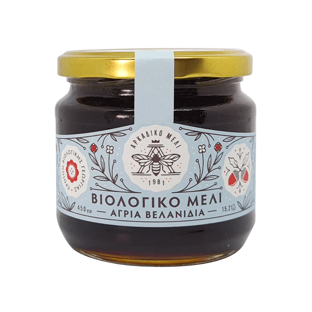 Organic Greek Oak Honey from Arcadia – Rare Dark Honeydew Honey | 450g