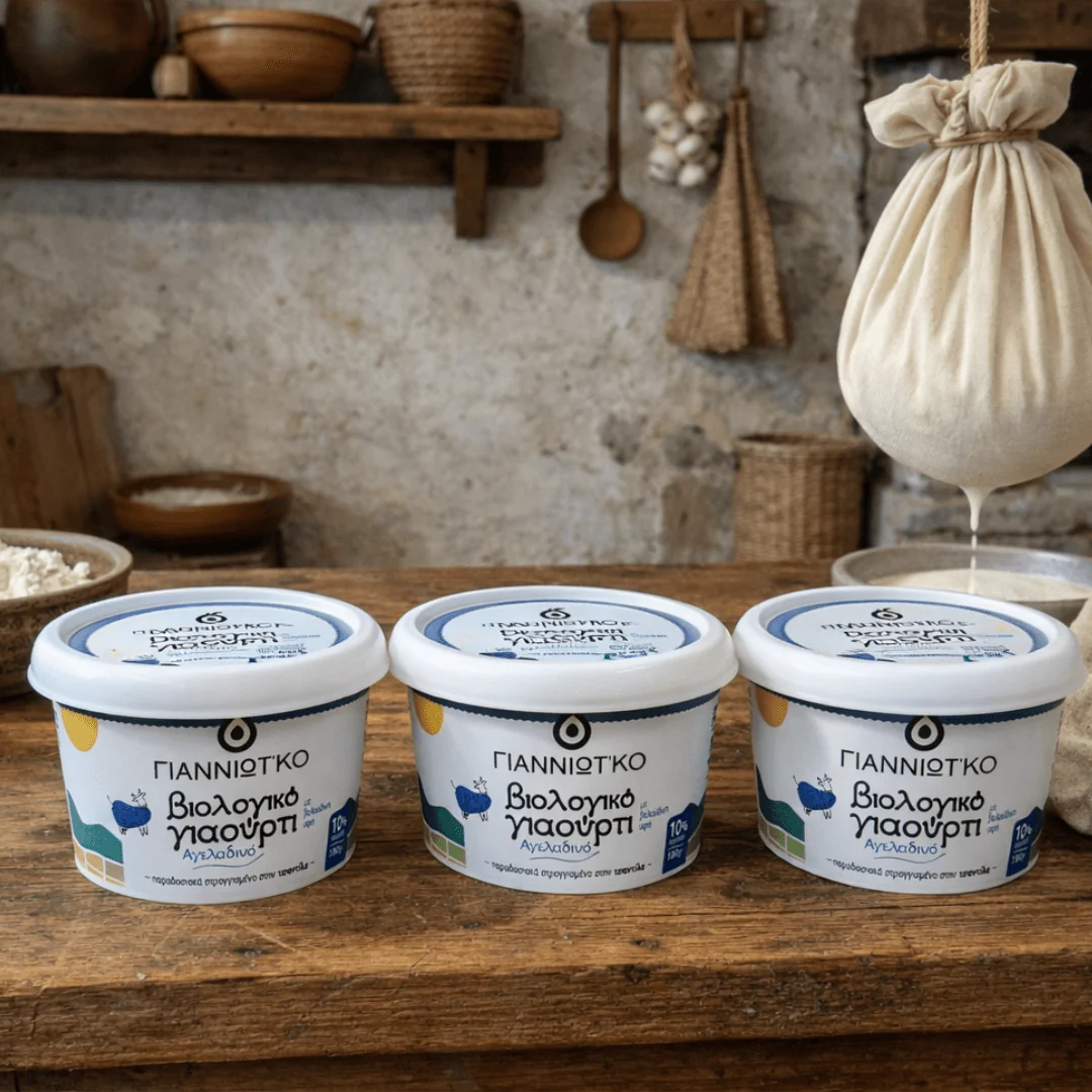 Organic Whole Greek Cow Yogurt “Tsantilas” 10% – Traditionally Hand-Strained, Ultra Creamy & Velvet-Smooth (3x180g)