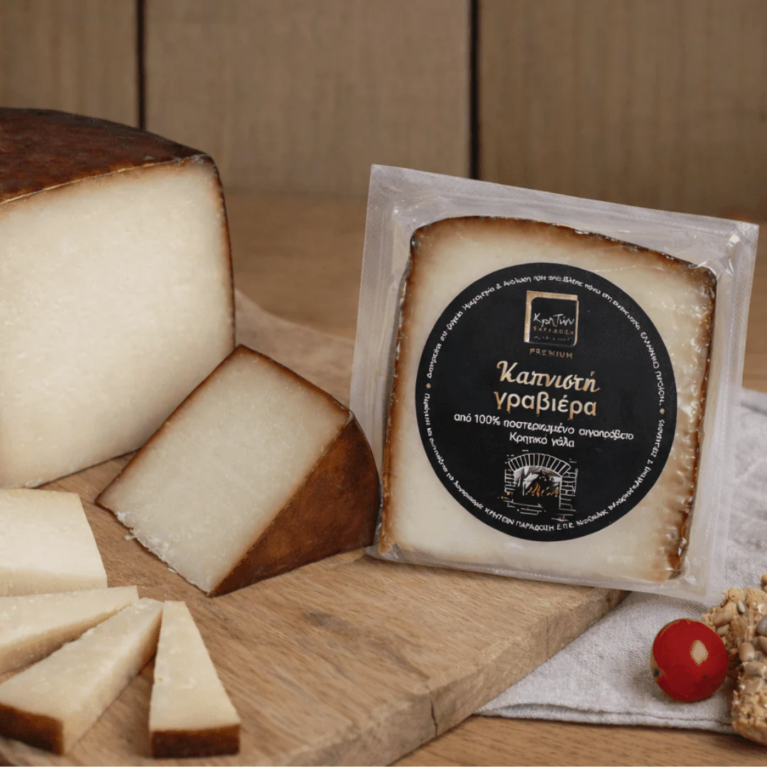 Cretan Smoked Graviera – Traditional Smoked Sheep & Goat Cheese from Crete (200g)