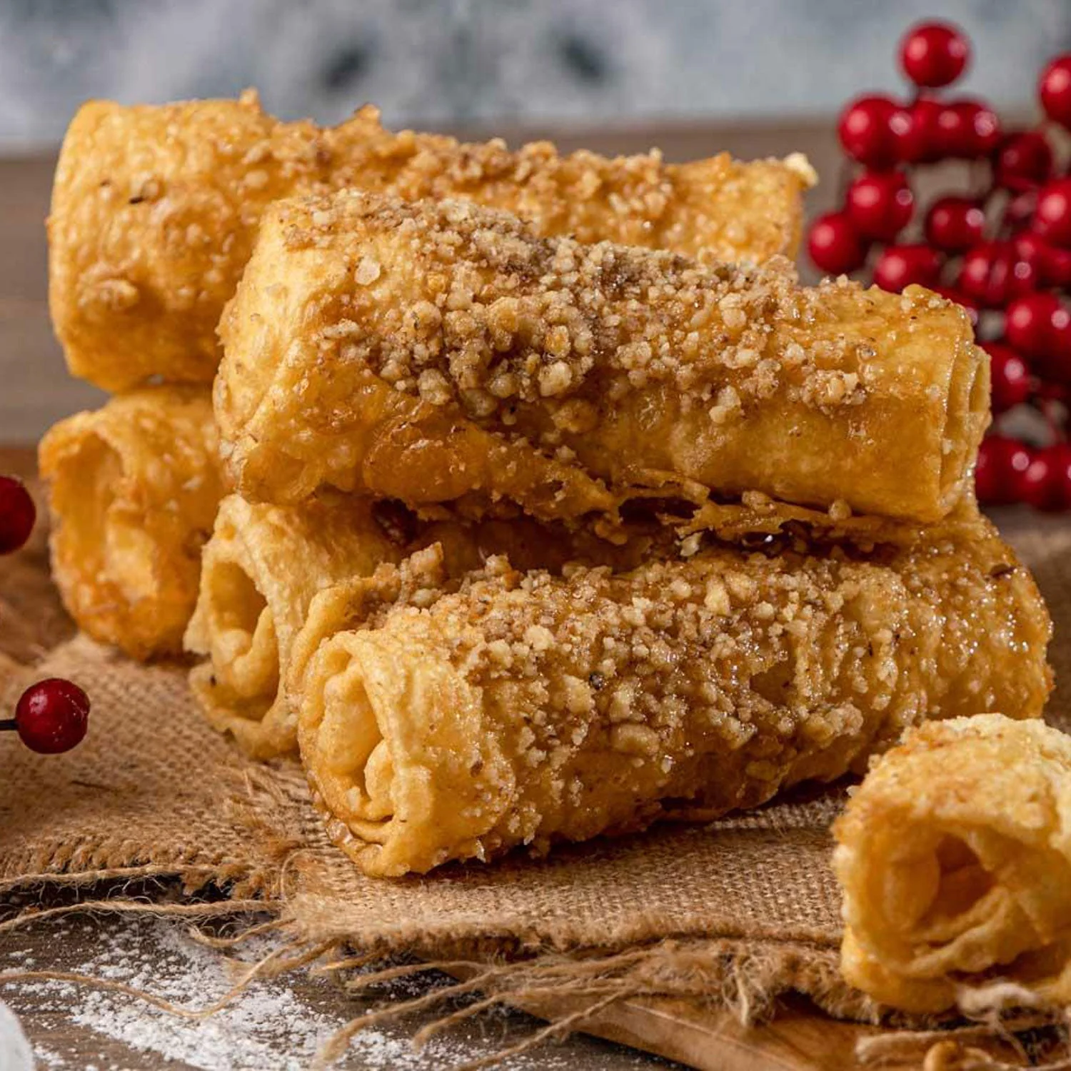 Handmade Traditional Greek Diples with Blossom Honey – 500g